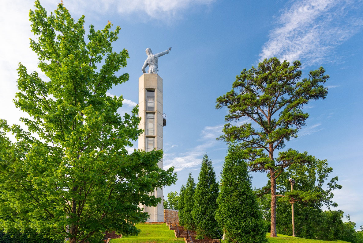 Statue and trees