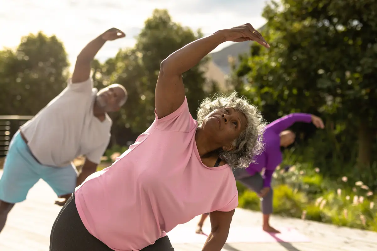 senior friends practicing yoga in jacksonville