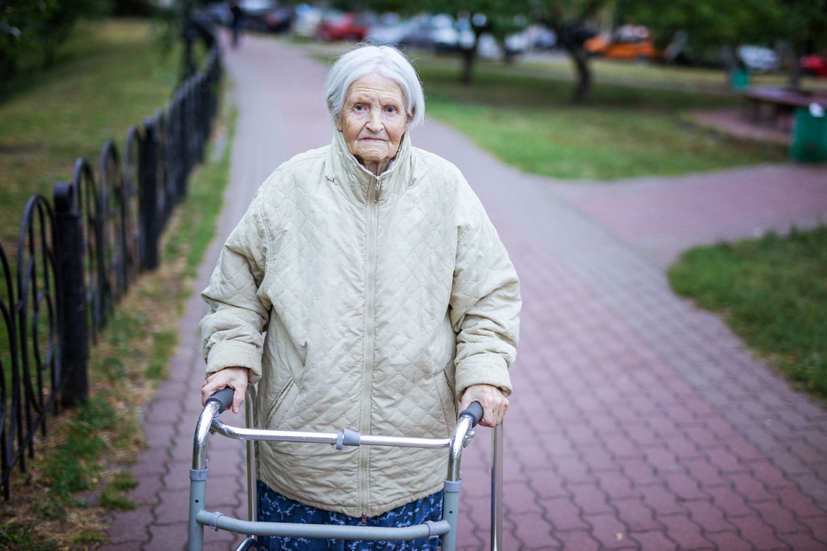 senior woman with walker